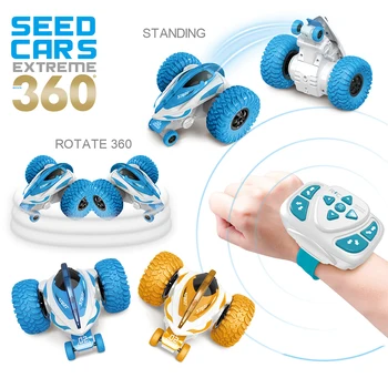 

Children 360 Degree Rotation Model Three Wheeled USB Charging Flip Stunt Car Wireless Watch Remote Control Off Road 2.4G Gift