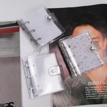 

1pc Transparent Pvc Three-hole Loose-leaf Book Cover Star Glitter PVC Material Notebook Packaging Shell Student Supplies
