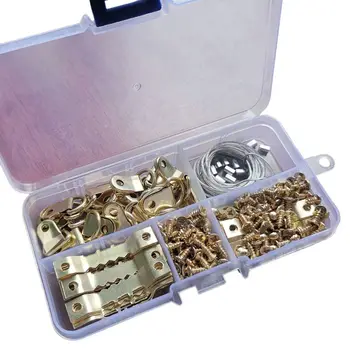 

D Ring Picture Photo Painting Frame Sawtooth Hanger Hook Screws Wire Rope Kits Mounted Accessories Tool