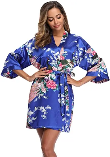 Fashion Satin Robe Female Bathrobe Sexy peignoir femme Silk Kimono Bride Dressing gown sleepwear Night Grow For Women