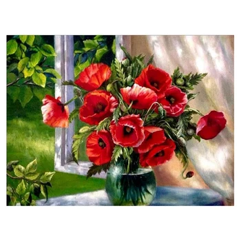 

DIY Diamond Painting Poppy Flower Cross Stitch Diamond Landscape Diamond Embroidery Rhinestones Christmas Gift