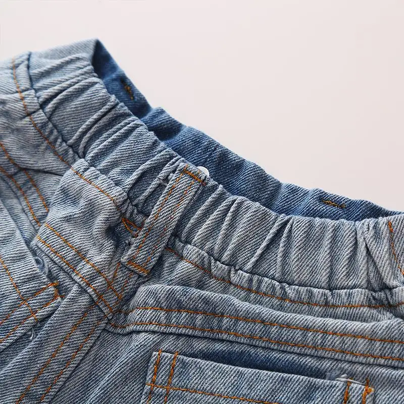 Chifuna/новая футболка с оборками без бретелек+ джинсовые шорты с дырками летние комплекты Одежда для маленьких девочек детская одежда для маленьких девочек