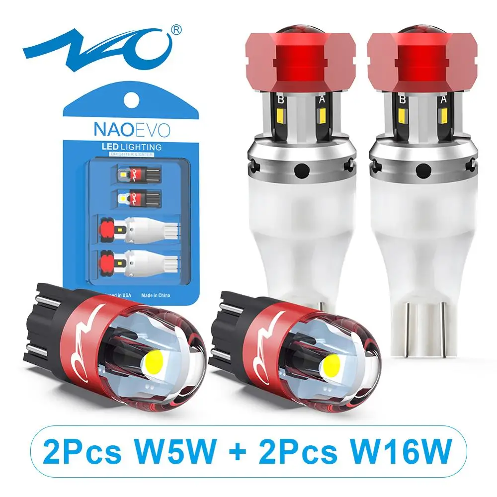 NAO T10 W5W W16W светодиодный 2000Lm 8W T15 921 T16 резервный светильник 5W5 WY5W 912 4SMD CSP чипы Топ Лен