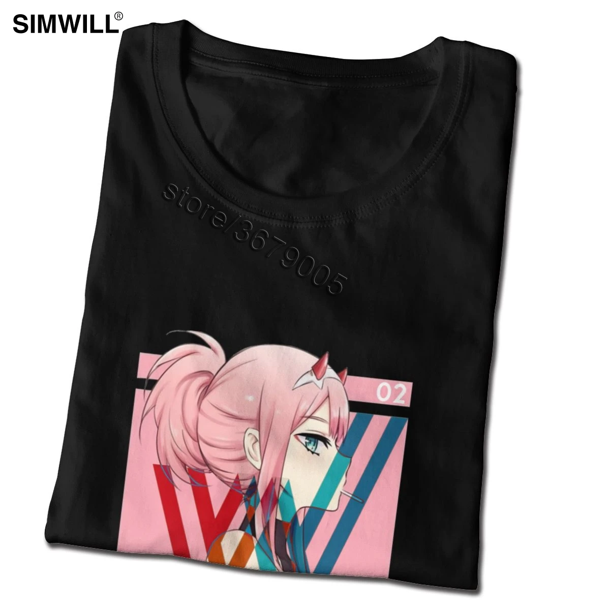 Футболка Darling In The Franxx, мужская, хлопок, Zero Two, футболки, короткий рукав, круглый вырез, модная, аниме, веер, футболка