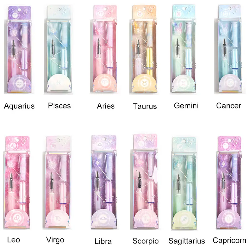 

2pcs/lot Fashion Cute Twelve Constellation 0.5mm Pen with Ink Bag Stationery School Art sets Supplier