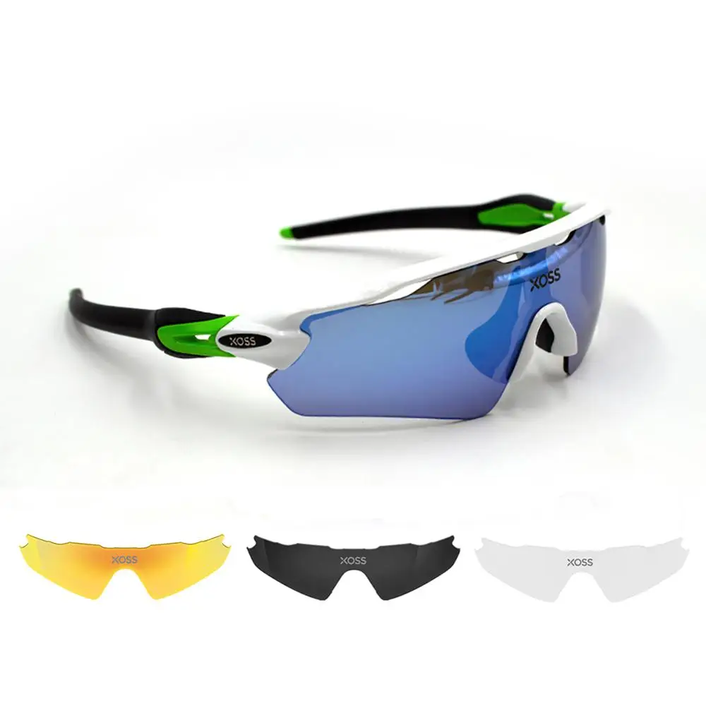 XOSS велосипедные очки защита UV400 походные очки солнцезащитные очки унисекс противоскользящие носовые упоры многоцветные Gafas Ciclismo Hombre - Цвет: white black green