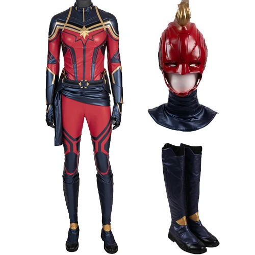 Карнавальный костюм Carol Danvers, Мстители, Endgame, Костюм Marvel, американские костюмы супергероя для Хэллоуина, капитан, комбинезон - Цвет: whole set