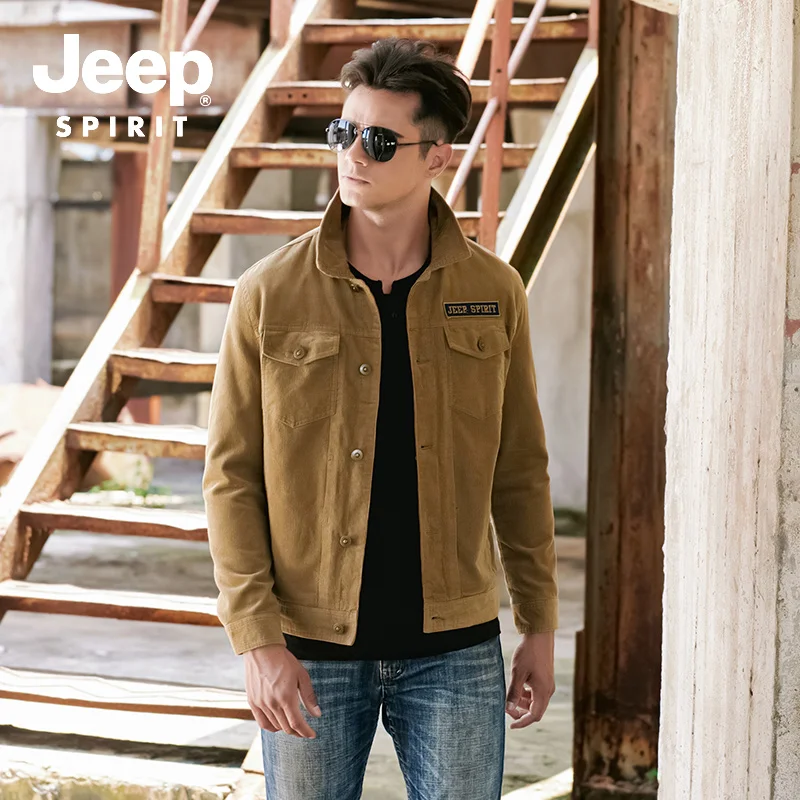 JEEP SPIRIT/Модная осенне-зимняя куртка для мужчин, вельветовое однобортное пальто с отложным воротником, мужской жилет homme