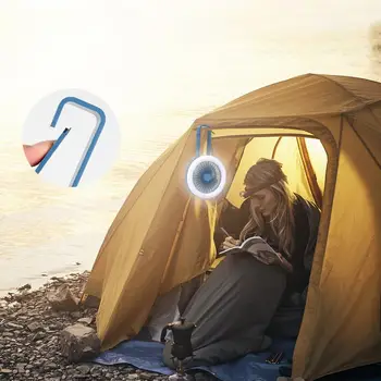

2 In 1Multifunction Mini Fan 2 Modes LED Camping Light 3 Speed USB Rechargeable Carabiner Hook Fan Climbing Night Lantern Lamp
