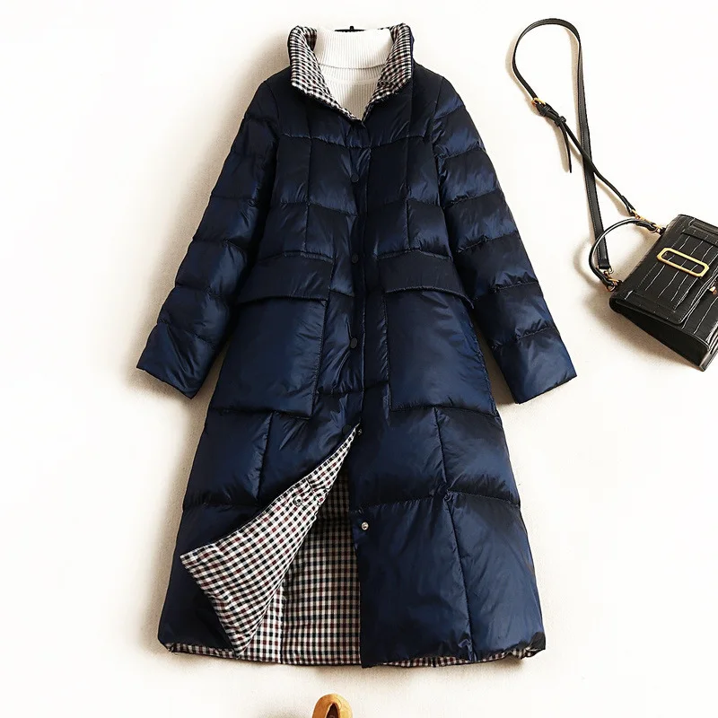 Twotwinstyle, женские пуховики, куртки, теплая Женская парка, 80% белый утиный пух, закрытая пуговица, одноцветные Длинные куртки - Цвет: 13437