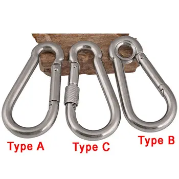 

1Pcs M4-M12 Carabiner Snap Hook Spring Clip Keyring For Climb Outdoor Chain 304 Stainless Steel Heavy Duty