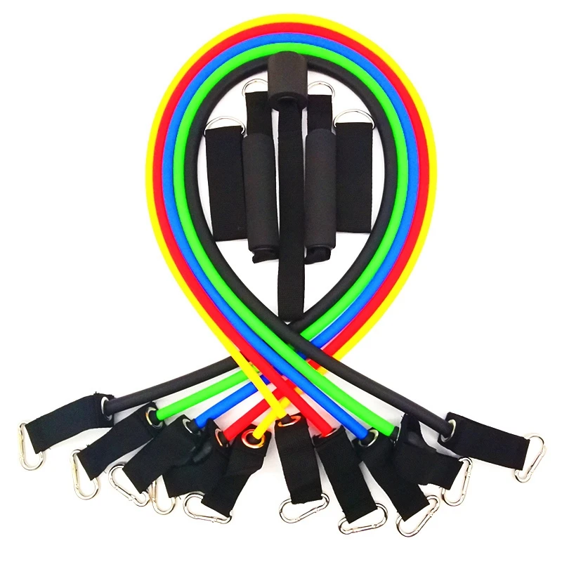 

11-piece set of drawstring exercise bands resistance bands tension bands strong rope strength training latex tube fitness fitnes