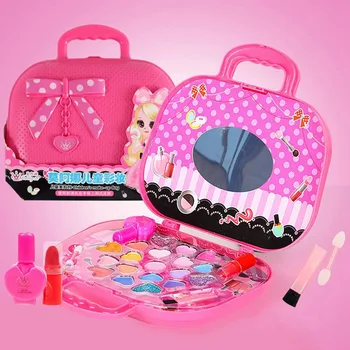

Kids Makeup Toy Pretend Play Kid Lipstick Nail Polish Toy Set Safety Toy For Girls Dressing Cosmetic Travel Bag Beauty Toy