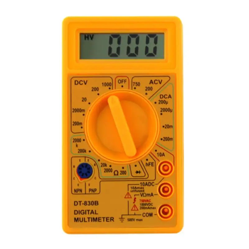 LCD DT-830B Mini Digital Multimeter AC/DC 750/1000V Amp Volt Ohm Tester Meter Luminous Display Overload Protection With Probe - Цвет: B