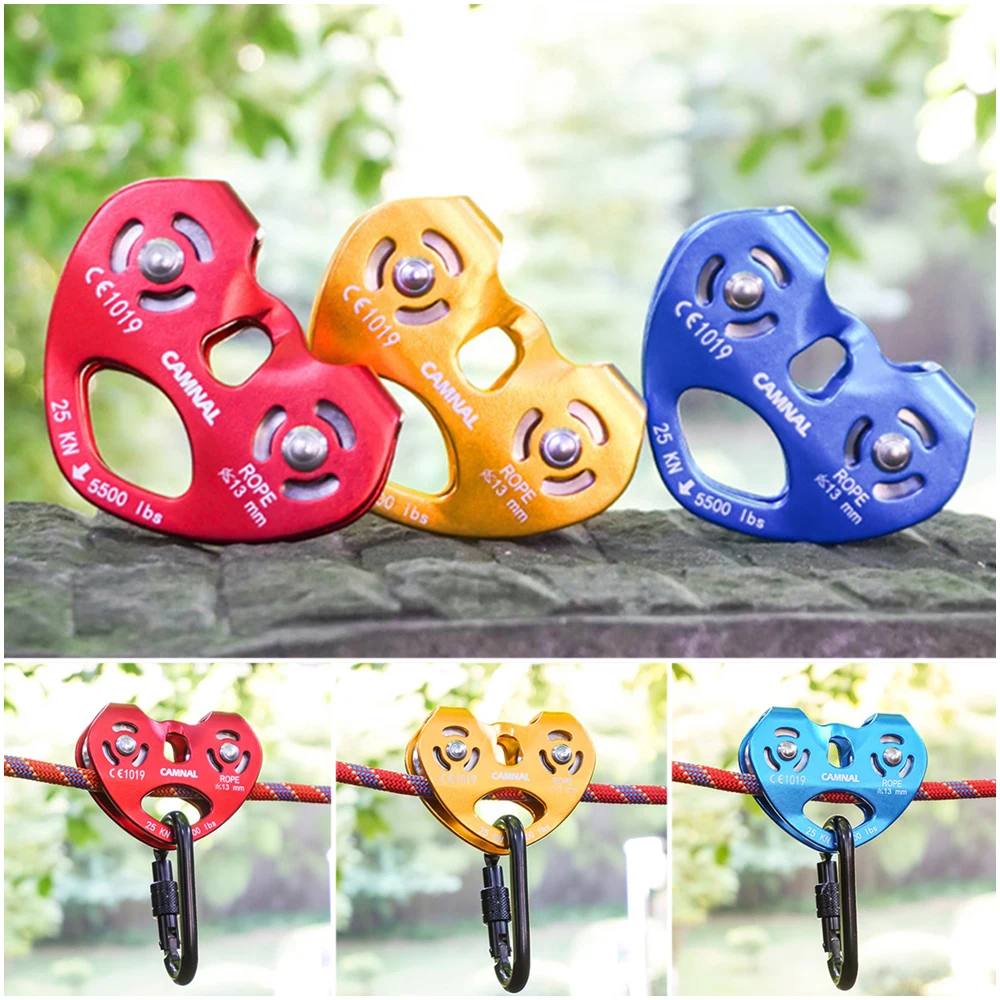 

Heart Shaped Double-axis Double Pulley Block Outdoor Climbing Device Cross-sliding Pulley Cable Aerial Work Lifting Heart Shape