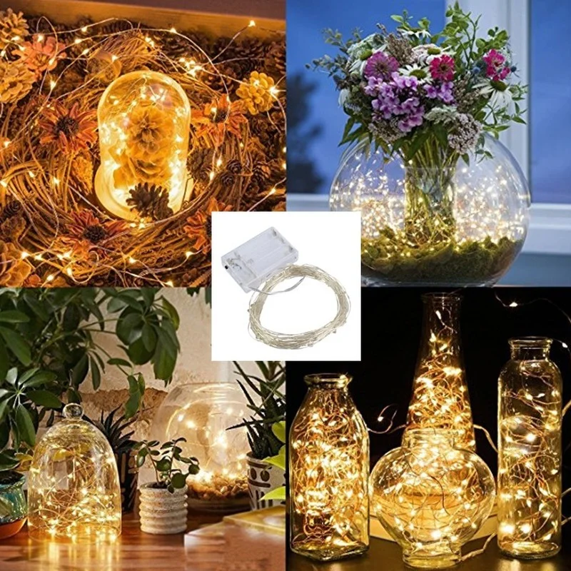 Guirnalda que funciona con batería, adornos navideños para el hogar, adorno de luz Led para decoración de fiesta, Año Nuevo, 1m/2m/3m/10m - Imagen 6