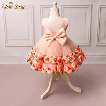 

Baby Girl Princess Dress 3D Rose Sleeveless Toddler Girl Summer Flower Tutu Vestido Party Wedding Pageant Birthday Baby Clothes