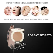 Натуральная пудра для лица минеральные основы контроль масла Осветляющий отбеливающий консилер макияж прессованная пудра со спонжем