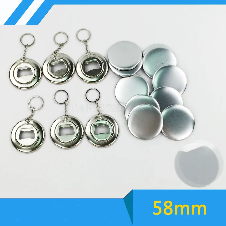 

Free shipping 58mm/44mm 50 Sets Bottle Opener KeyChain Badge Button Supplies Materials for NEW Professional Badge Button Maker