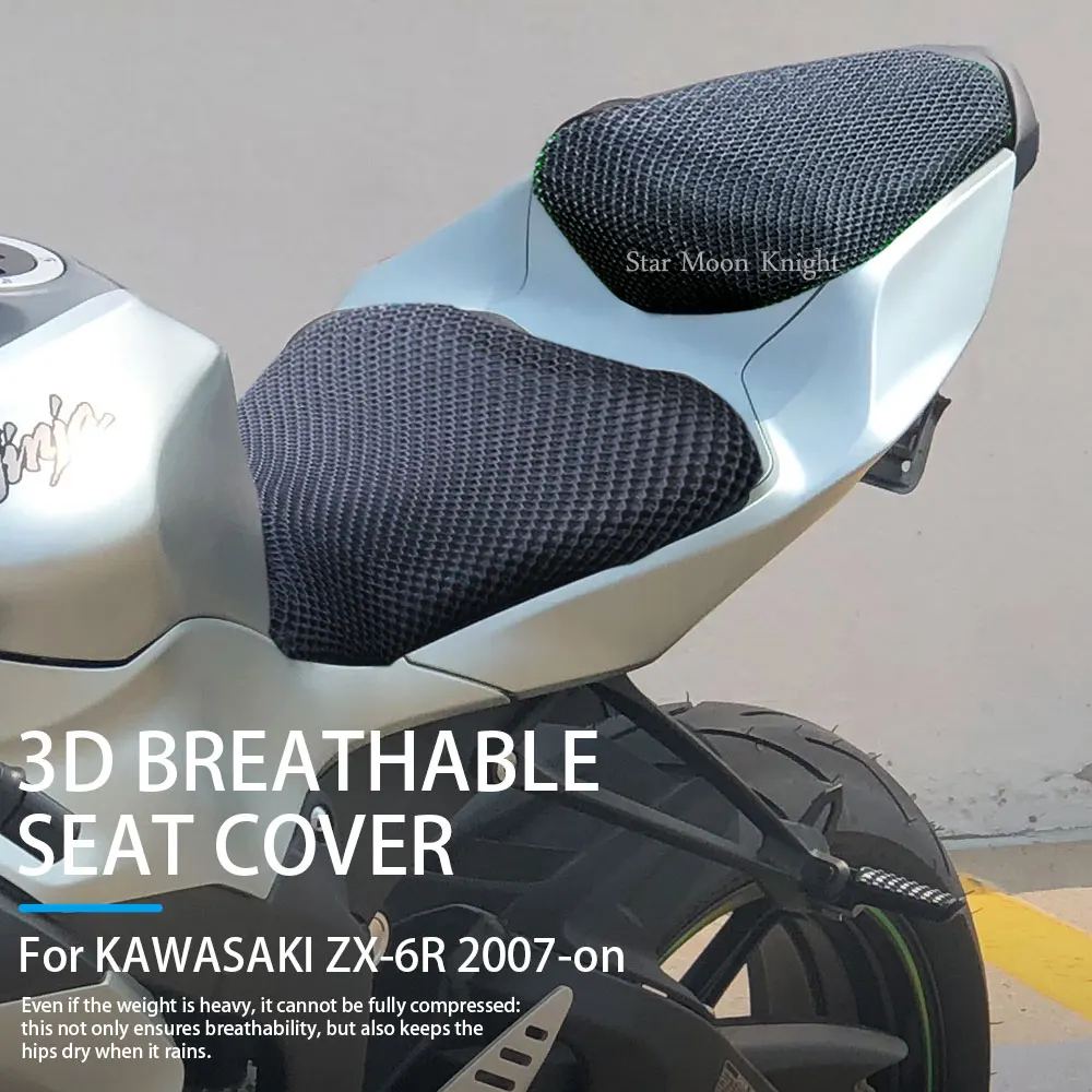 Motorcycle Seat Cushion For Kawasaki ZX-6R, 3D Honeycomb