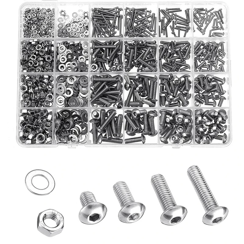 Screws and Nuts BILLFARO 1220PCS 304 Stainless Steel Silver M2 M3 M4 M5 Hex Socket Head Cap Flat Washers Spring Washers Self Tapping Sheet Metal Screws Assortment Kit with 4 Wrenches Screws and Nuts BILLFARO 1220PCS 304 Stainless Steel Silver M2 M3 M4 M5 Hex Socket Head Cap Flat Washers Spring Washers Self Tapping Sheet Metal Screws Assortment Kit with 4 Wrenches