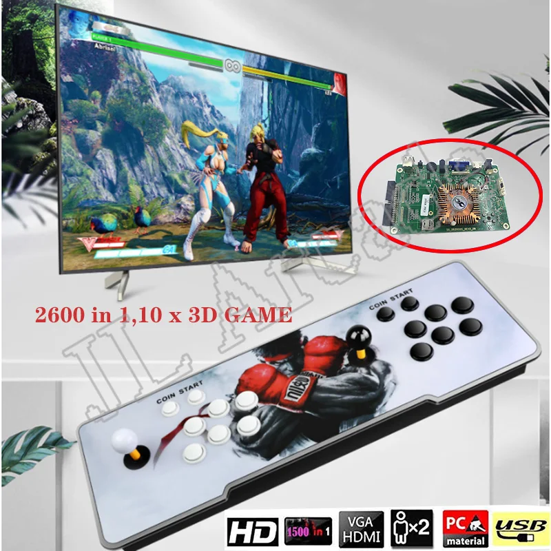 Новый Pandora Box 9x 2600 в 1 игровая железная Консоль 2 плеера игровой контроллер HDMI VGA USB