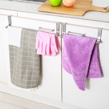 

Stainless Steel Hanging Towel Rack Kitchen Bathroom Organizer Door Rag Hanging Rack Hook Behind Door For Kitchen Bath Towel Bar