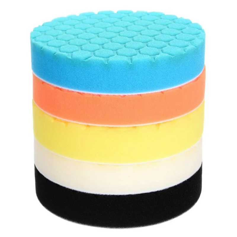 5Pcs/Set Car Polishing Pad 3/4/5/6/7 inch Sponge Buffing Waxing Boat Car Polish Buffer Drill Wheel polisher Removes Scratches 24pcs polishing pads kit 3 inches drill buffer attachment glazing waxing for automobiles yachts