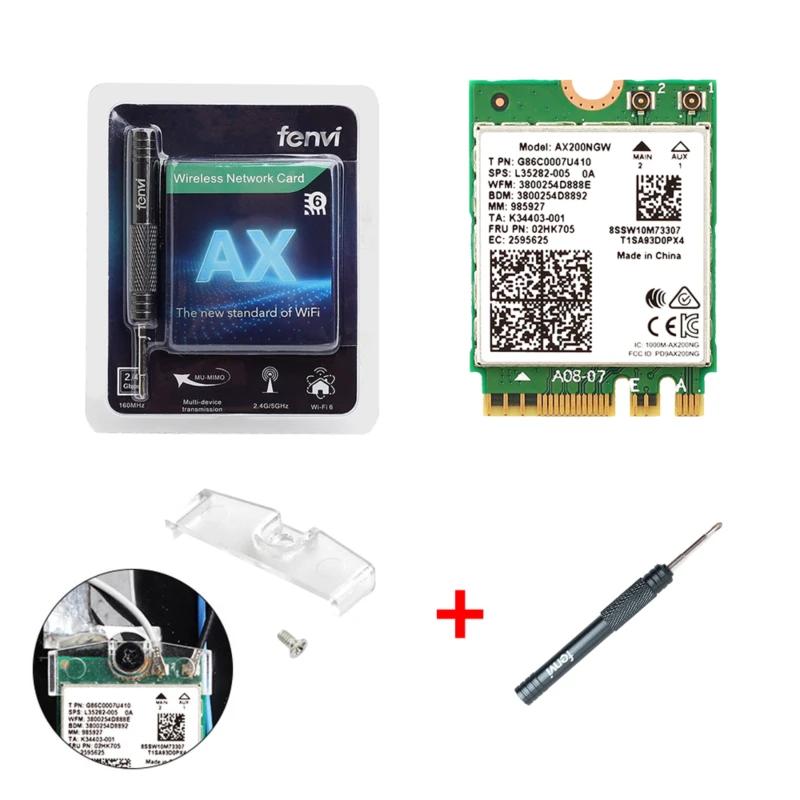 Двухдиапазонный 2,4 Гбит/с беспроводной Intel Wi-Fi 6 AX200 Bluetooth 5,0 802.11ax/ac MU-MIMO 2x2 Wifi NGFF M.2 сетевая Wlan карта AX200NGW