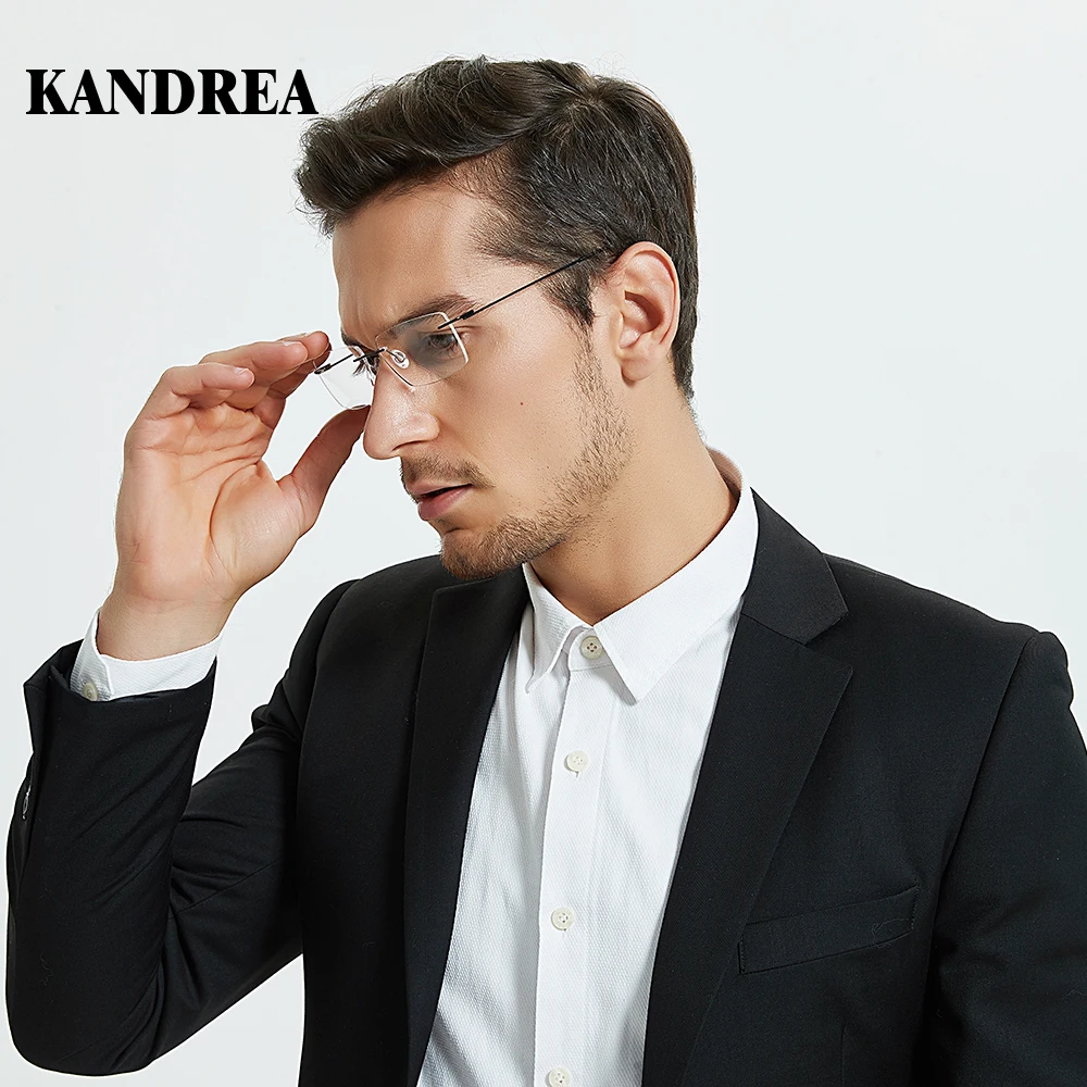 Kandrea, бескаркасные очки, мужские, классические, легкие, прозрачные линзы, оправа для очков, атмосферные, прозрачные очки