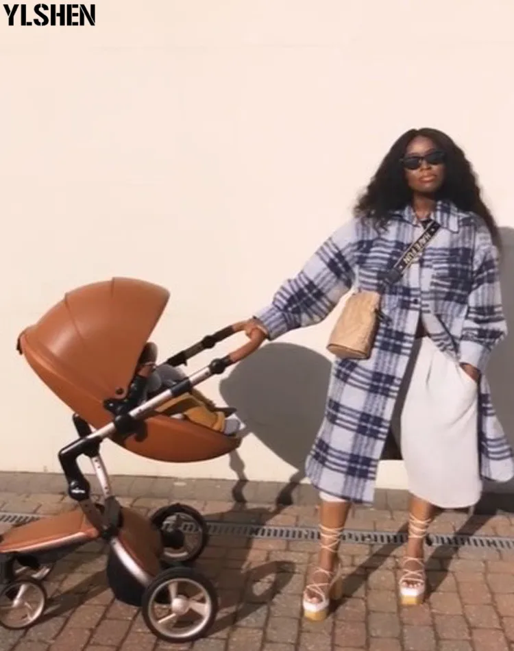 2020 Winter Grid Print African Dresses For Women Dashiki Wool Coat Dress African Design Clothes Ankara Plus Size Africa Clothing 07