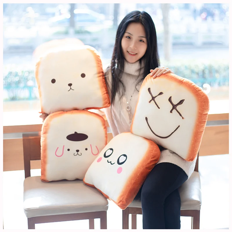 

3D Print Bread Shaped with Lovely Facial Expression Plush Toys or Chair Cushion