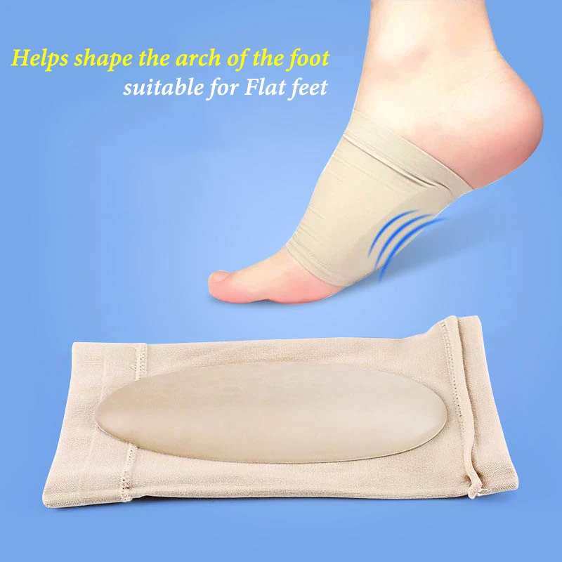 

Breathable Elastic Silicone High Arch Orthotics Bandage for Heel Foot Pain Relief Plantar Fasciitis Orthopedic Insoles J