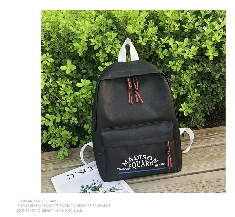 New Style College Canvas Backpack Korean-style Trendy Pure Color Backpack Men And Women High School Schoolbag