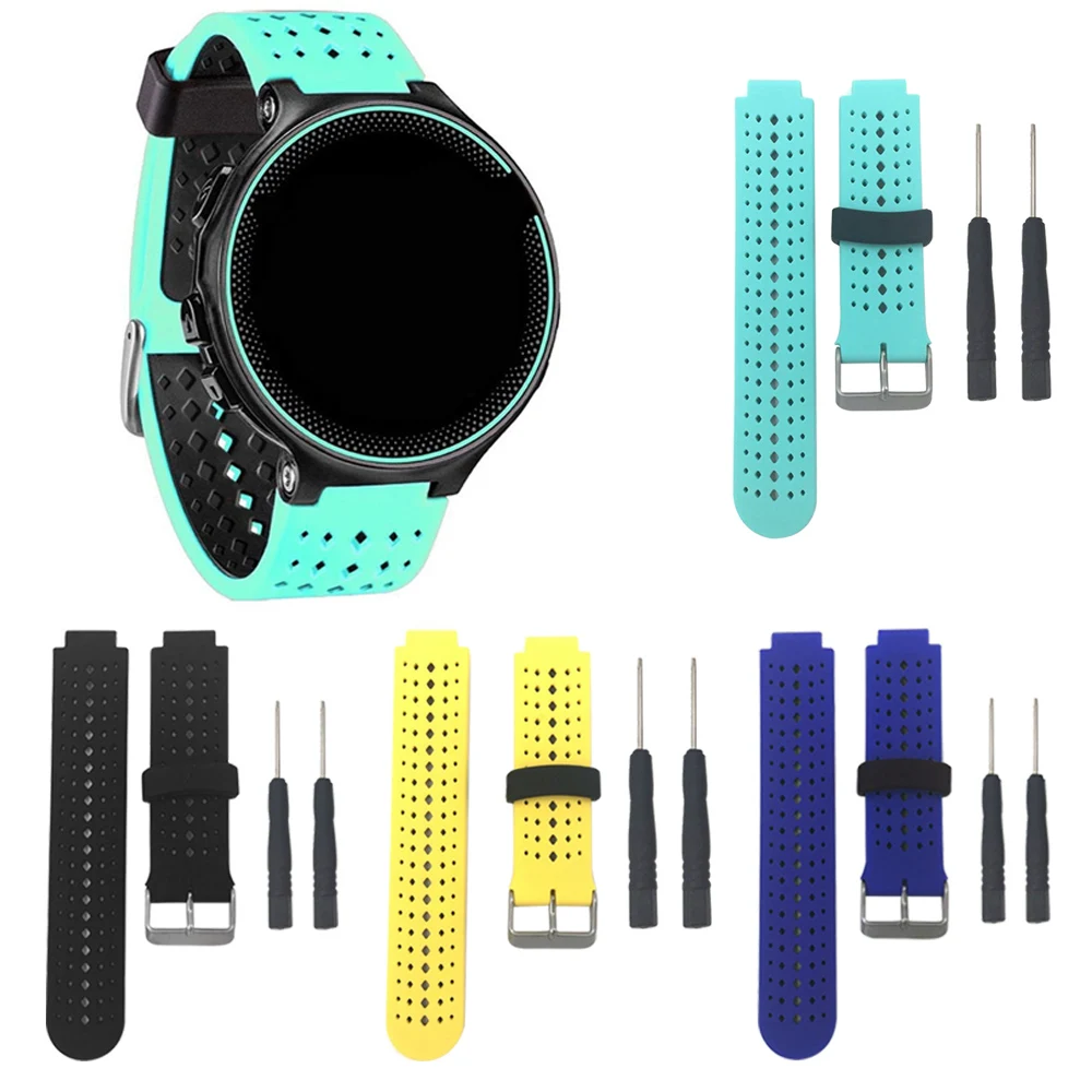 

Gosear Soft Silicone Replacement Watchband Band Bracelet Wrist Strap with Metal Buckle for Garmin Forerunner 220 230 235 620 630