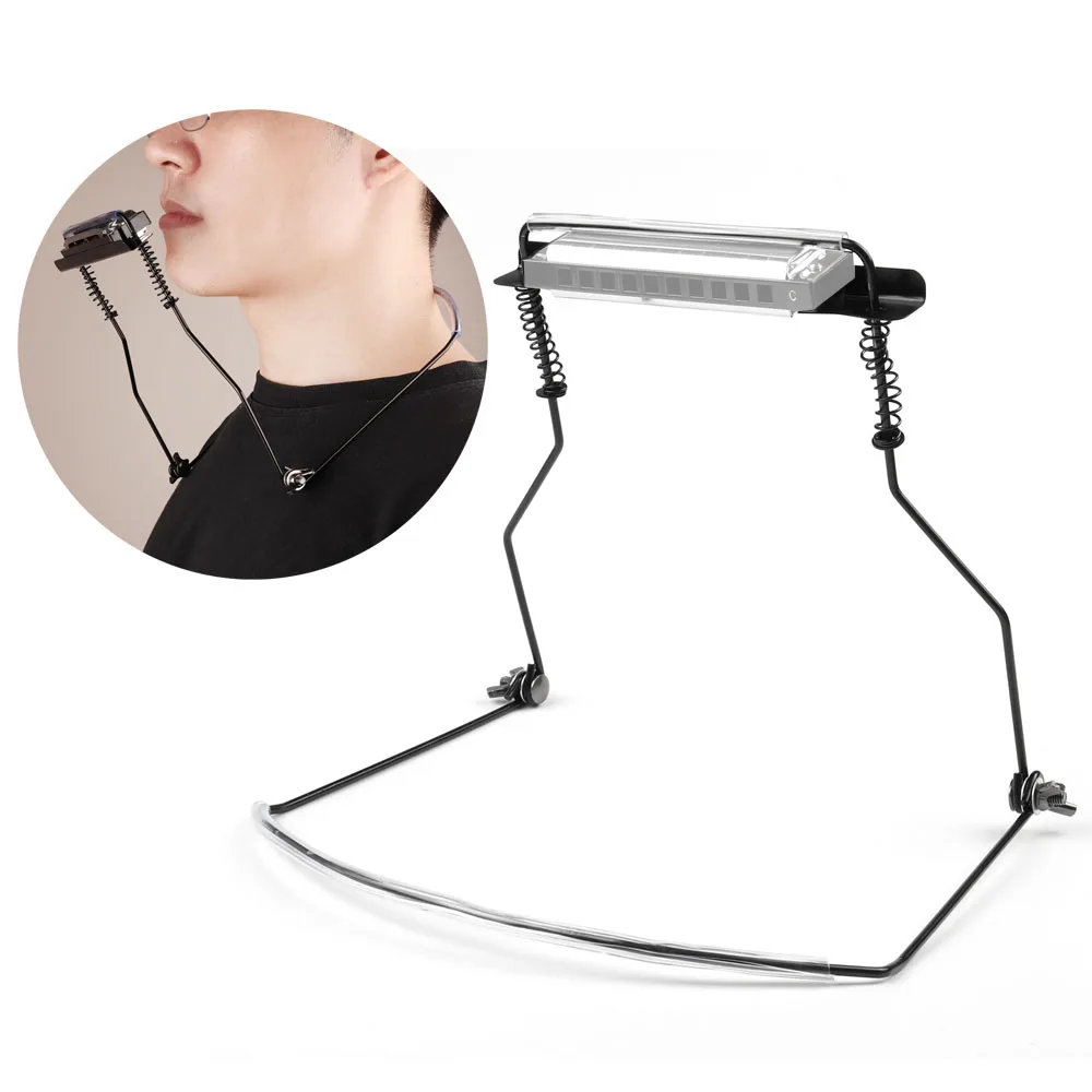 10 Holes Harmonica Neck Holder Adjustable Mouth Organ Stand Harmonica