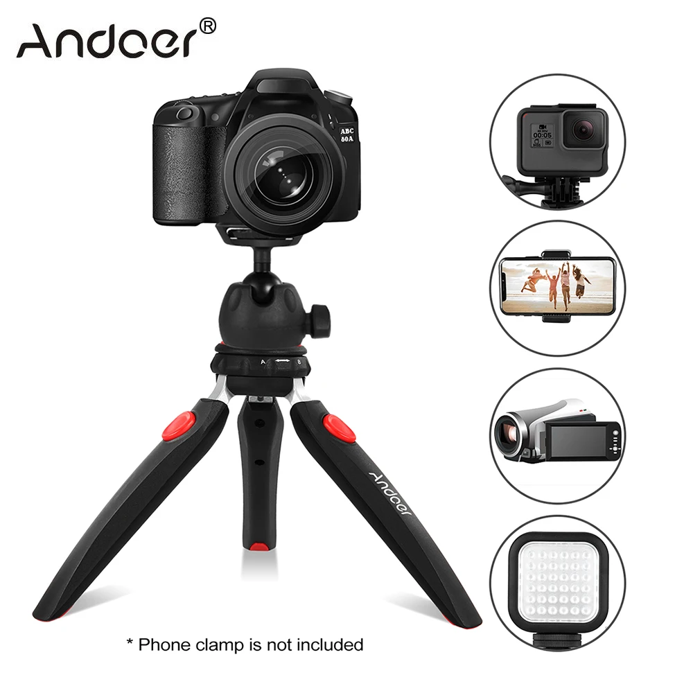 

Andoer Mini Tabletop Tripod Phone Camera Tripod Removable Ball Head Tripod for DSLR Mirrorless Cameras DV LED Video Light