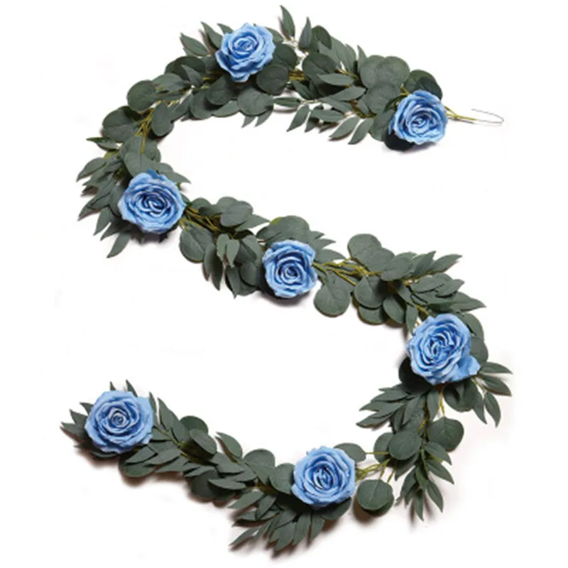 2米挂霜柳叶+7朵浅蓝玫瑰