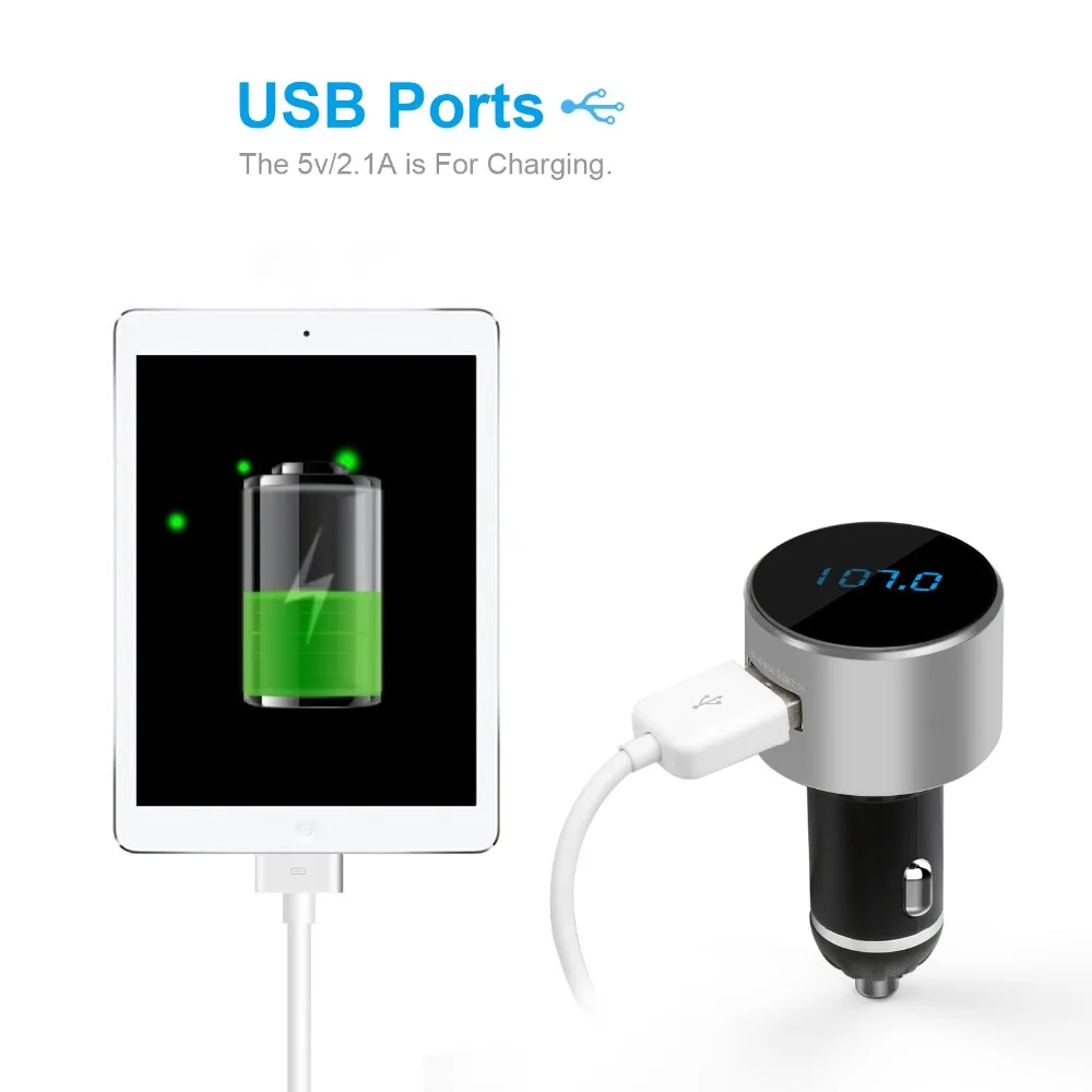 TeckNet 5 В/2.1A USB Автомобильное зарядное устройство 4,0 Bluetooth FM USB передатчик порты в автомобиле Универсальный беспроводной fm-передатчик радио адаптер