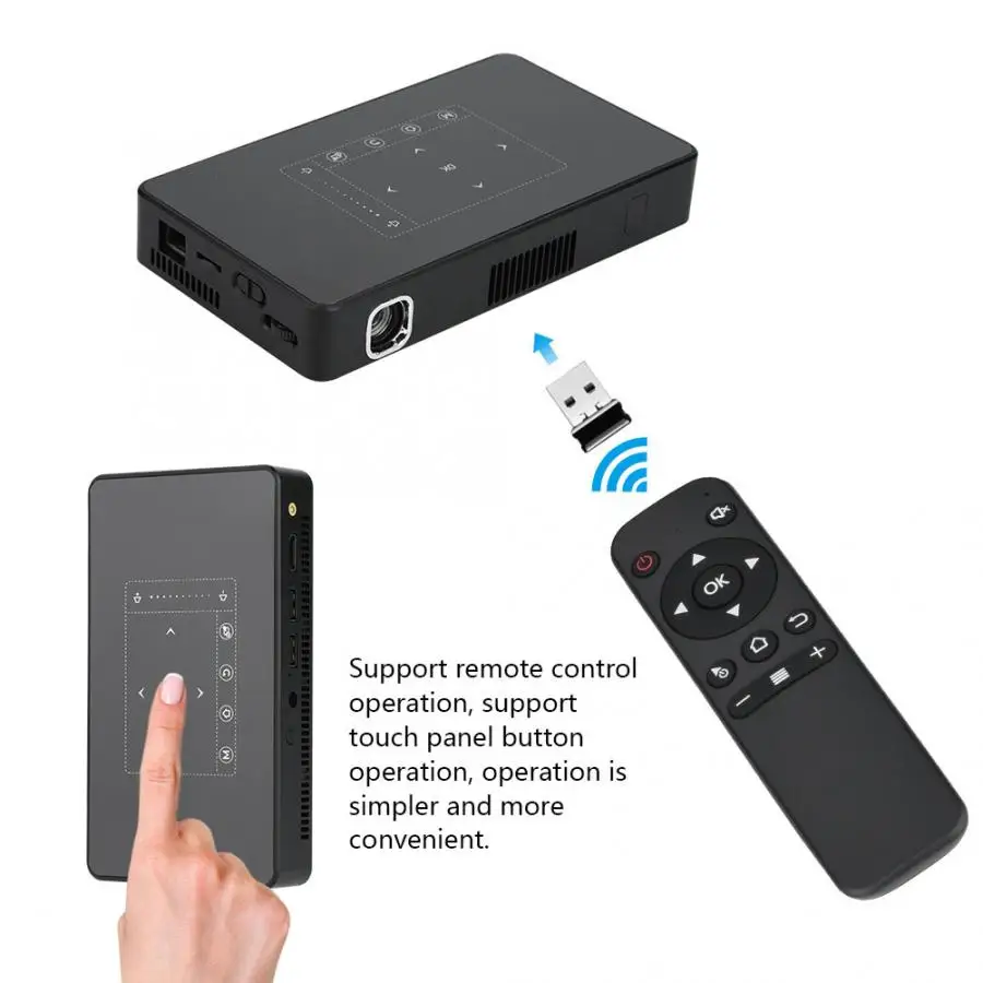 Мини-проектор 4K DLP, портативный мини-проектор, карманный светодиодный проектор, мобильный HDMI/USB/SD смартфон, ноутбук, ПК, домашний кинотеатр
