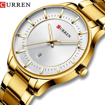

CURREN Luxury Gold Business Quartz Watches Men Stainless Steel Strap Wristwatch Fashion Auto Date Clock Male Classic Watch