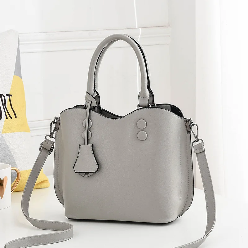 Новые однотонные роскошные женские сумки через плечо брендовая модная кожаная женская сумка через плечо - Цвет: Серый