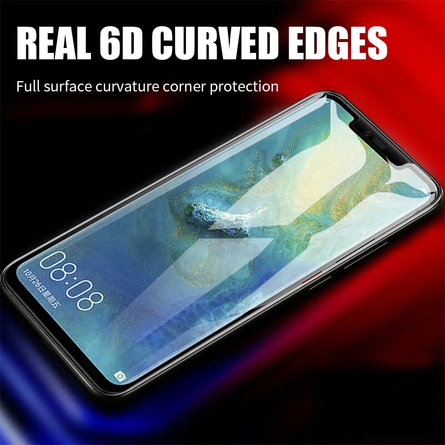 6D полное покрытие из закаленного стекла для Huawei Mate 20 Lite Y6 Y9 Y7 Pro 2019 P30 Nova 3 3i клеевое