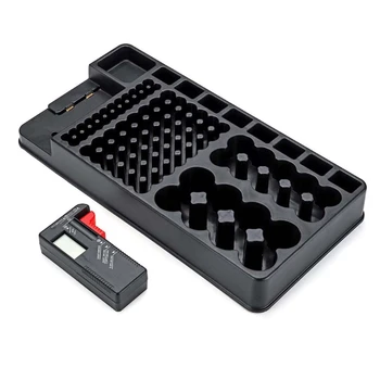 

98 Grids Battery Storage Organizer Tester Battery Caddy Rack for AA AAA D C 9V AXYF
