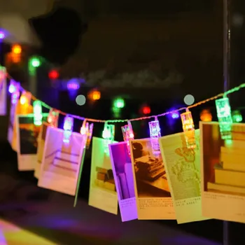 

10/20/40/80 Leds Photo Clips String Lights Indoor Photos Garlands Fairy Lights Hanging Cards Home Christmas Decor Holiday Light