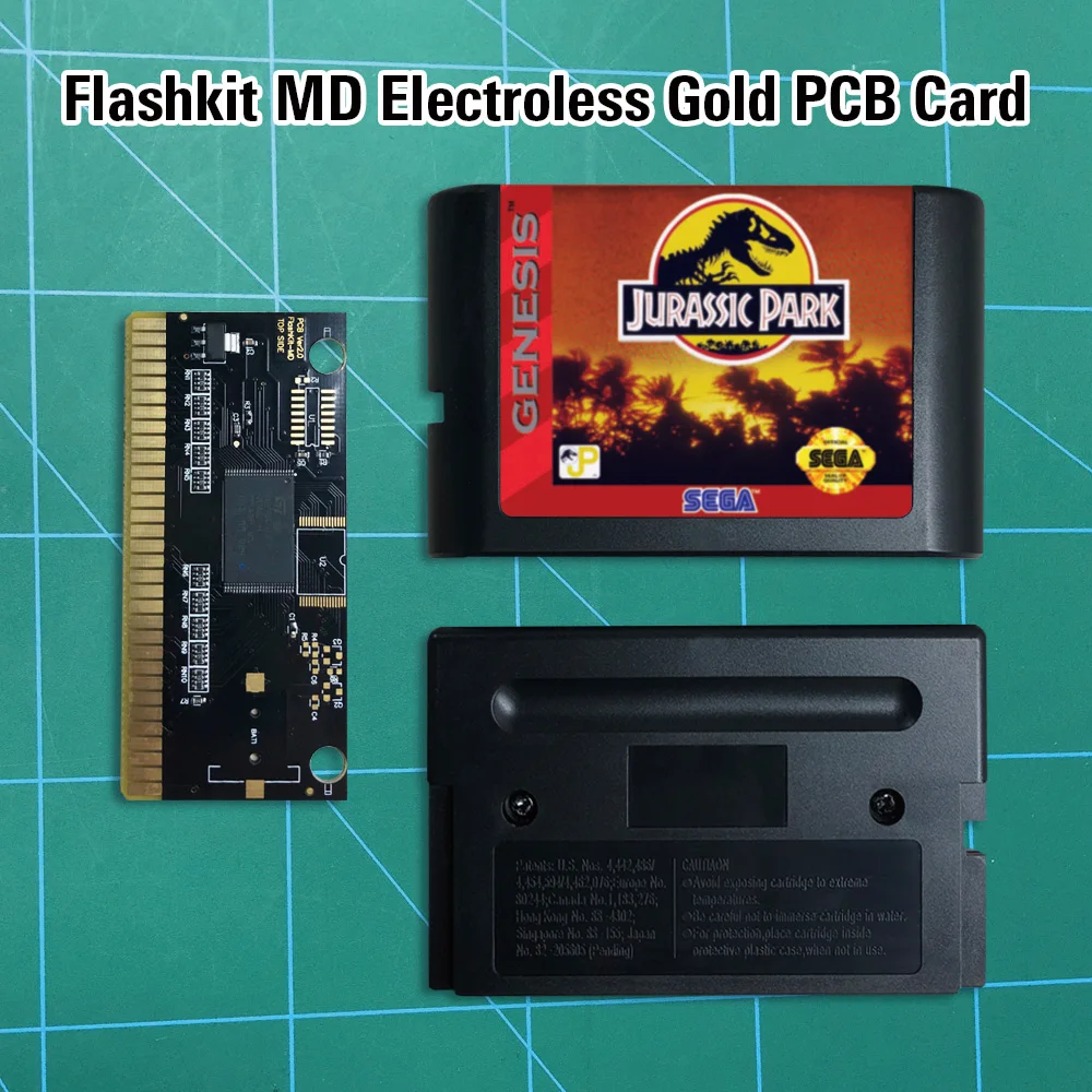 Jurassic Park - Rampage Edition Flashkit MD Electroless Gold PCB Card 16 bit Games Cartridge For MegaDrive Genesis console | Электроника