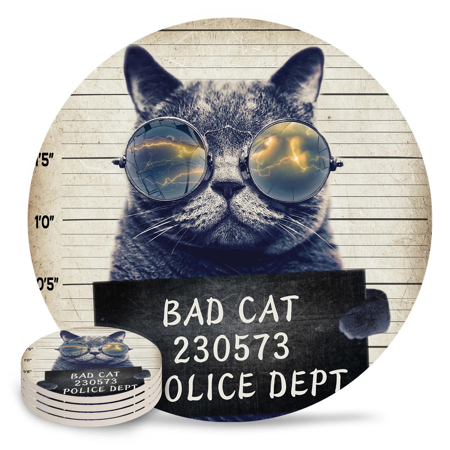 Ретро Bad Cat Британский Bobtail Подставки Керамическая Подставка для чайной чашки круглый стол коврик подставка для кофе чайная чашка коврики