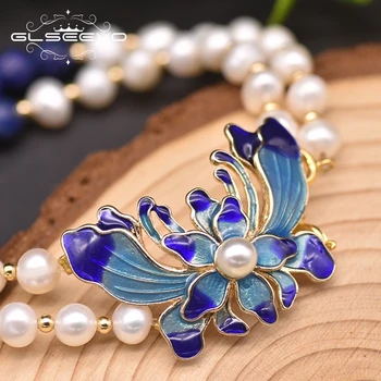 

Glseevo Natural Pearls New Ethnic Bracelet Cloisonne Butterfly Statement Multilayer Bracelet For Women Handmade Jewelry GB0934