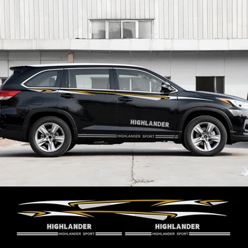 

For Toyota Highlander Car Door Side Decor Stickers Vinyl Car Side Stripes Skirt Decals Wraps Body Stickers Graphics Accessories
