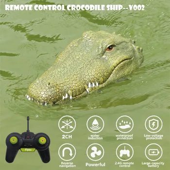 

V002 RC 2.4G RC Boat Remote Control Racing Boat Simulation Crocodile Head Spoof Jokes Interesting Prank Toys Halloween Party